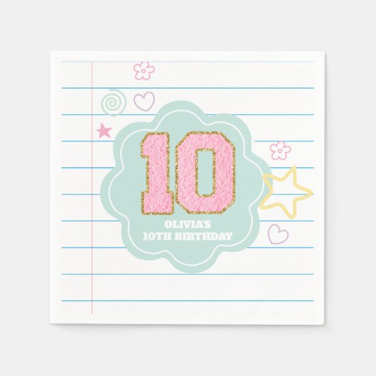 Varsity preppy pastellpflaster notebook 10. Geburt Serviette (Vorderseite)