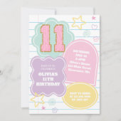 Varsity preppy pastellpflaster notebook 11. Geburt Einladung (Vorderseite)