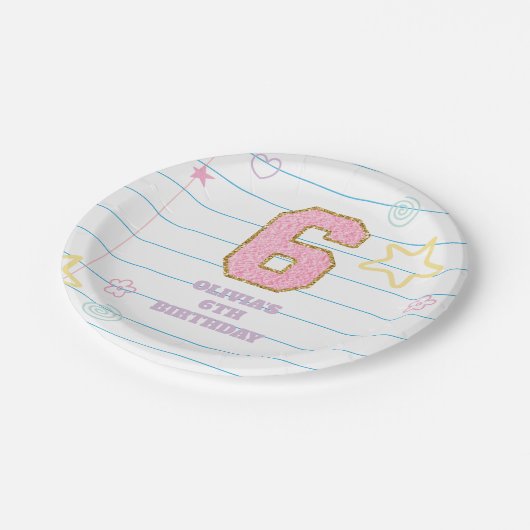 Varsity preppy pastellpflaster notebook 6. Geburts Pappteller (Schrägansicht)