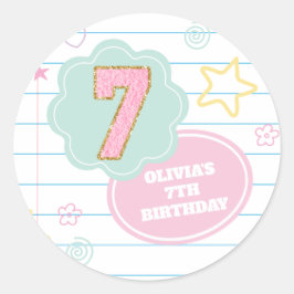 Varsity preppy pastellpflaster notebook 7. Geburts Runder Aufkleber