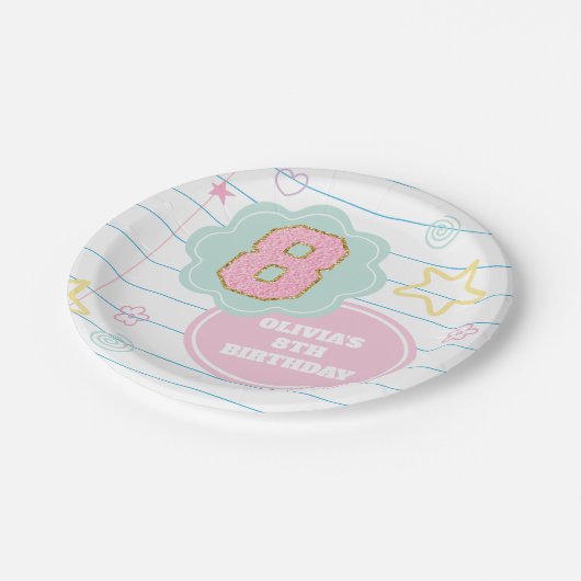 Varsity preppy pastellpflaster notebook 8. Geburts Pappteller (Schrägansicht)