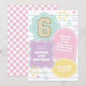 Varsity preppy pastellpflaster notebook einladung (Vorne/Hinten)