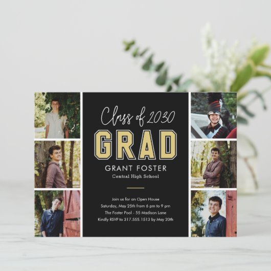 Varsity Pride Editable Color Abschluss Einladung (Stehend Vorderseite)