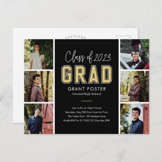 Varsity Pride Editable Color Abschluss Postcard Postkarte (Vorne/Hinten)