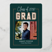 Varsity Priil Foil Abschluss EDITABLE FARBE Foil F Folieneinladung (Vorderseite)