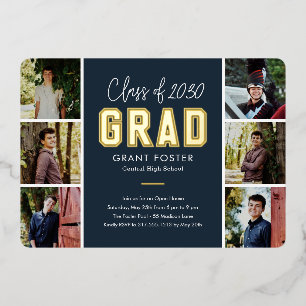 Varsity Priil Foil Abschluss EDITABLE FARBE Foil F Folieneinladung