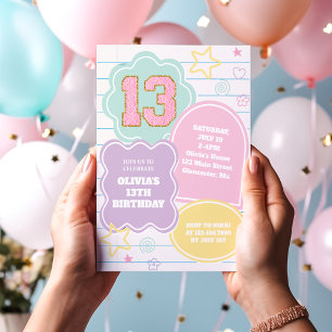 Varsity-Schulnoten-Notizbuch im Pastell-Look zum 1 Einladung