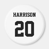 Varsity sports black white custom name number magnet (Vorne)