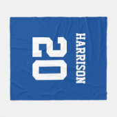 Varsity sports blue white individuelle Name number Fleecedecke (Vorderseite (Horizontal))