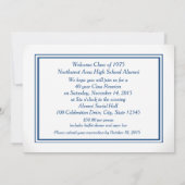 Varsity Stripe Blue Class-Wiedersehen Einladung (Rückseite)