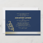 Varsity Stripe Tri Foto Gold Graduate Einladung (Rückseite)