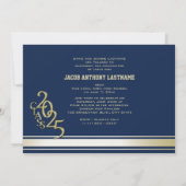 Varsity Stripe Tri Foto Gold Graduate Einladung (Rückseite)