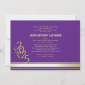 Varsity Stripe Tri Foto Gold Graduate Einladung (Rückseite)