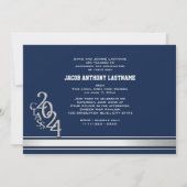 Varsity Stripe Tri Foto Graduate Einladung (Rückseite)