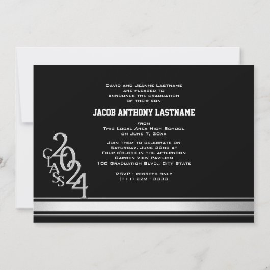 Varsity Stripe Tri Foto Graduate Einladung (Rückseite)