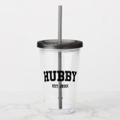 Varsity Style Hubby Est. Mindestjahreswert Minimal Acryltrinkbecher (Vorderseite)