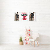 Varsity Style Red Swag 16 Geburtstag Banner (Insitu)