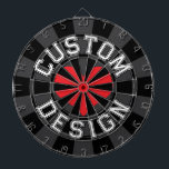 Varsity Style Text Schriftart Schwarzes Kohlerotes Dartscheibe<br><div class="desc">Varsity Style Text Schriftart CUSTOM DESIGN Editable Top and Bottom Text mit Red Heart on Black and Charcoal color Dartboard. Personalisieren Sie Ihre Wünsche!</div>