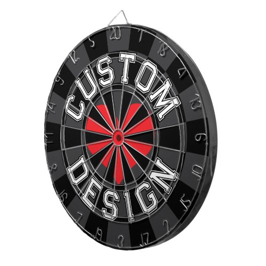 Varsity Style Text Schriftart Schwarzes Kohlerotes Dartscheibe (Vorderseite rechts)