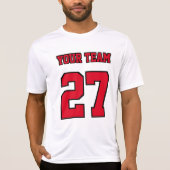 Varsity Team Name Number Red Black Basketball T-Shirt (Vorderseite)