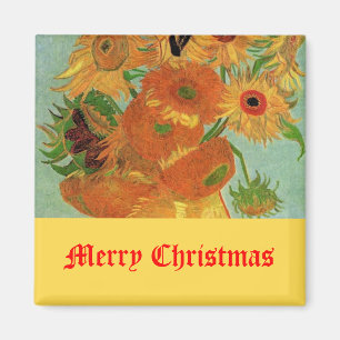 Vas mit zwölf Sonnenblumen, Frohe Weihnachten Magnet