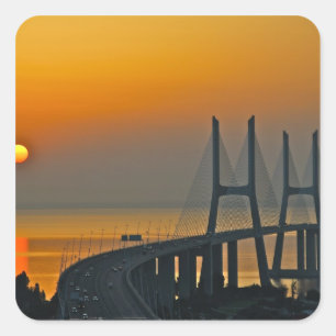 Vasco da Gama-Brücke Lissabon Portugal Quadratischer Aufkleber