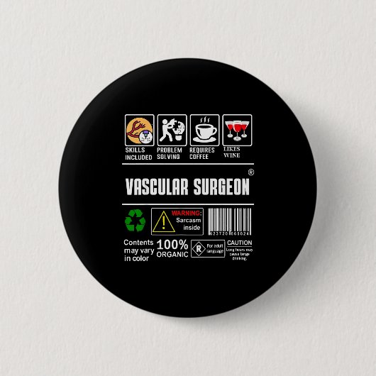Vascular Surgeon Doctor Job Label Sarcasm Skills C Button (Vorderseite)
