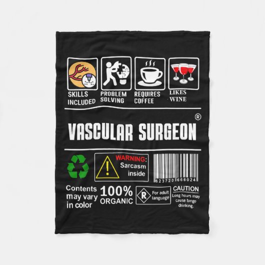 Vascular Surgeon Doctor Job Label Sarcasm Skills C Fleecedecke (Vorderseite)