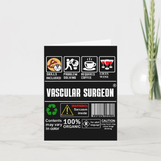 Vascular Surgeon Doctor Job Label Sarcasm Skills C Karte (Vorderseite)