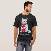 Vasculitis Awareness Month Red Ribbon Cat funny T-Shirt (Vorne ganz)