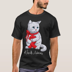 Vasculitis-Bewusstseinsmonat rotes Band Katze lust T-Shirt
