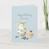 Vase Blueberries Cupcake Birthday Karte (Vorderseite)