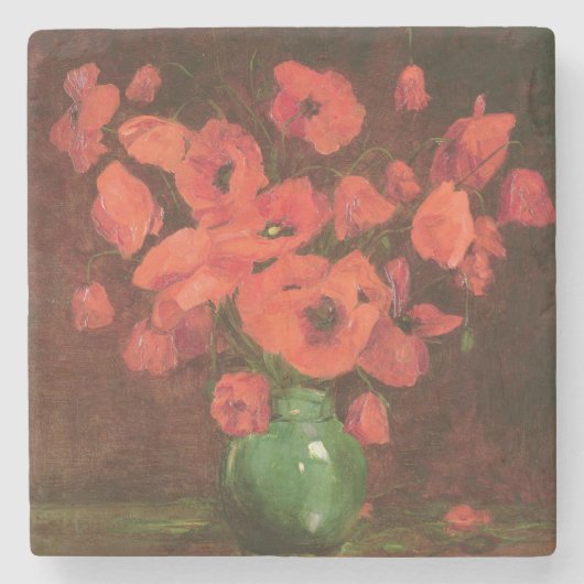 Vase Blumen 2 Steinuntersetzer (Vorderseite)
