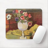 Vase Blumen, Anemonen in einem weißen Glas Mousepad (Mit Mouse)