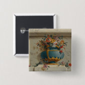Vase Blumen in einer Nische Button (Vorne & Hinten)