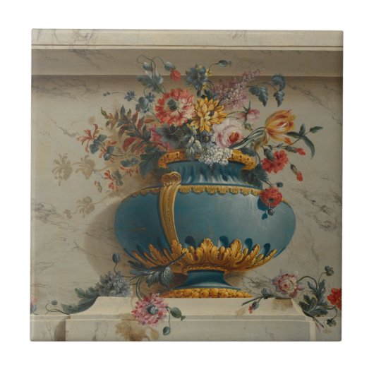 Vase Blumen in einer Nische Fliese (Vorderseite)