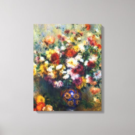 Vase Chrysanthemas Renoir Kunst Leinwanddruck (Vorderseite)