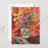 Vase de Fleurs à la Draperie Rouge | Louis Valtat Postkarte (Vorne/Hinten)