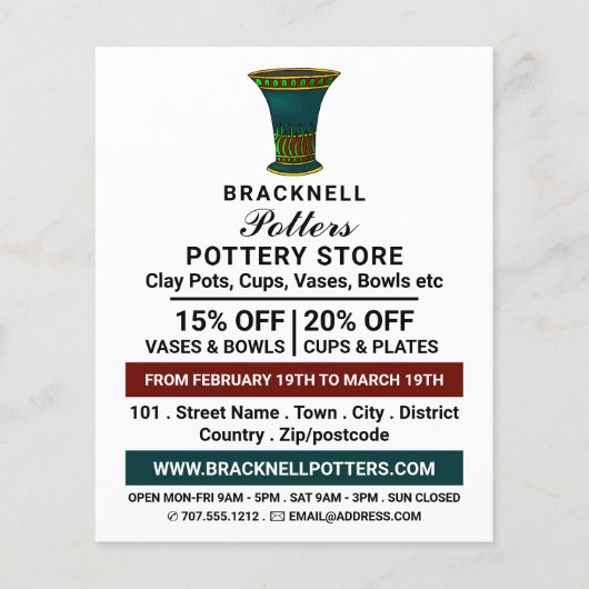 Vase dekorieren, Keramik lagern, Potter-Werbung Flyer (Vorne)