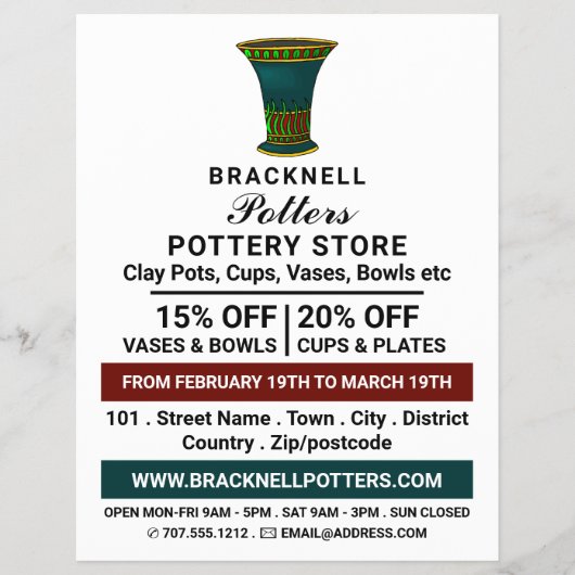 Vase dekorieren, Keramik lagern, Potter-Werbung Flyer (Vorne)