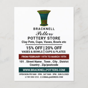 Vase dekorieren, Keramik lagern, Potter-Werbung Flyer