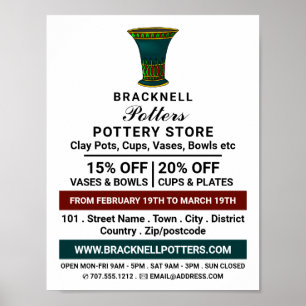Vase dekorieren, Keramik lagern, Potter-Werbung Poster