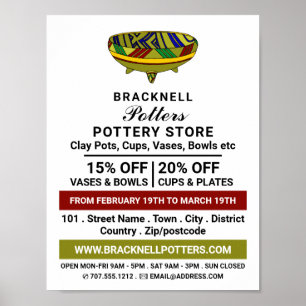 Vase dekorieren, Keramik lagern, Potter-Werbung Poster