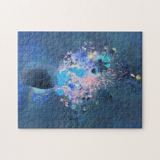 Vase der Blume (Blauer Rendering), Odilon Redon Puzzle (Horizontal)