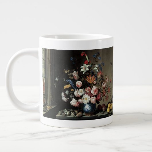 Vase der Blume durch ein Fenster, Balthasar van de Jumbo-Tasse (Links)