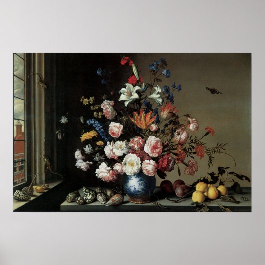 Vase der Blume durch ein Fenster, Balthasar van de Poster (Vorne)