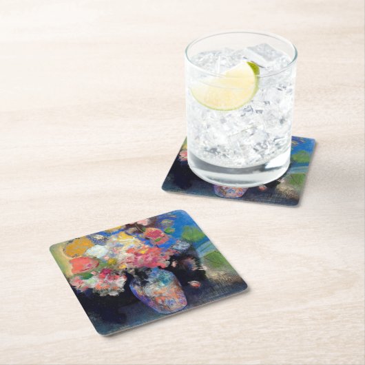 Vase der Blume, Redon Rechteckiger Pappuntersetzer (Vor Ort)