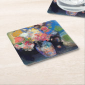 Vase der Blume, Redon Rechteckiger Pappuntersetzer (angewinkelt)