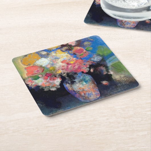 Vase der Blume, Redon Rechteckiger Pappuntersetzer (angewinkelt)