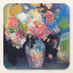 Vase der Blume, Redon Rechteckiger Pappuntersetzer